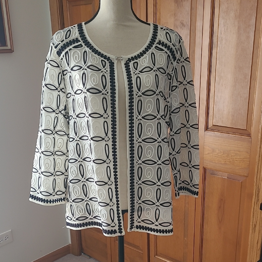 Chico's Black and White Patterned Cardigan